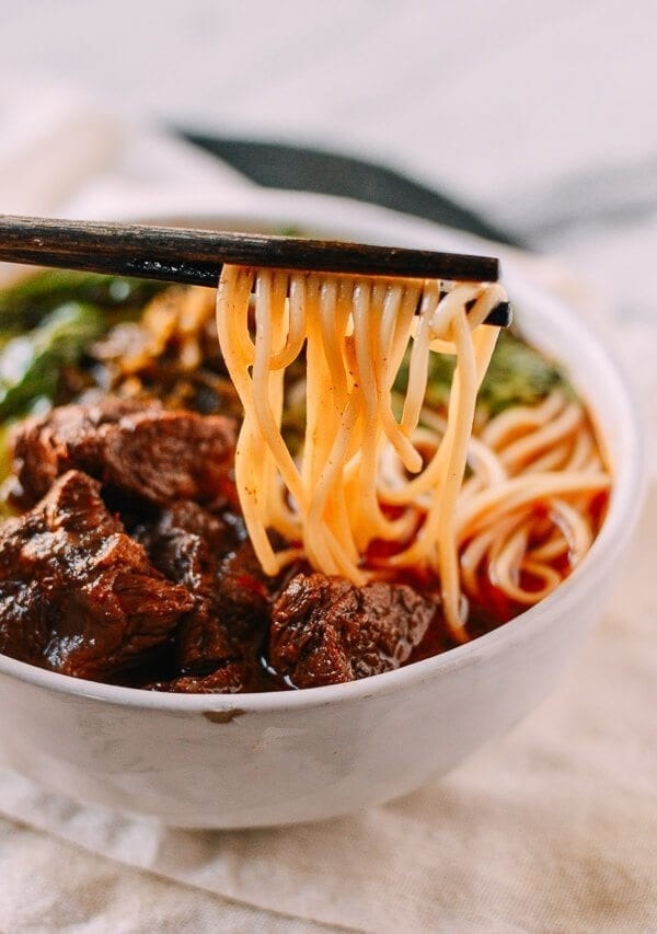 A bowl of Taiwanese beef noodle soup.
