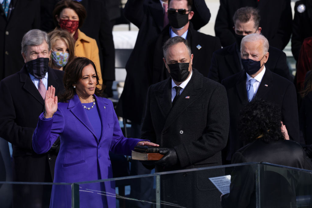 Kamala Harris taking the Vice Presidential oath of office