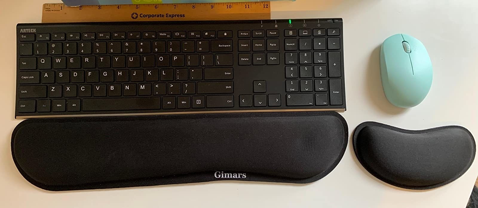 reviewer image of the gimars keyboard and mouse rest pads 