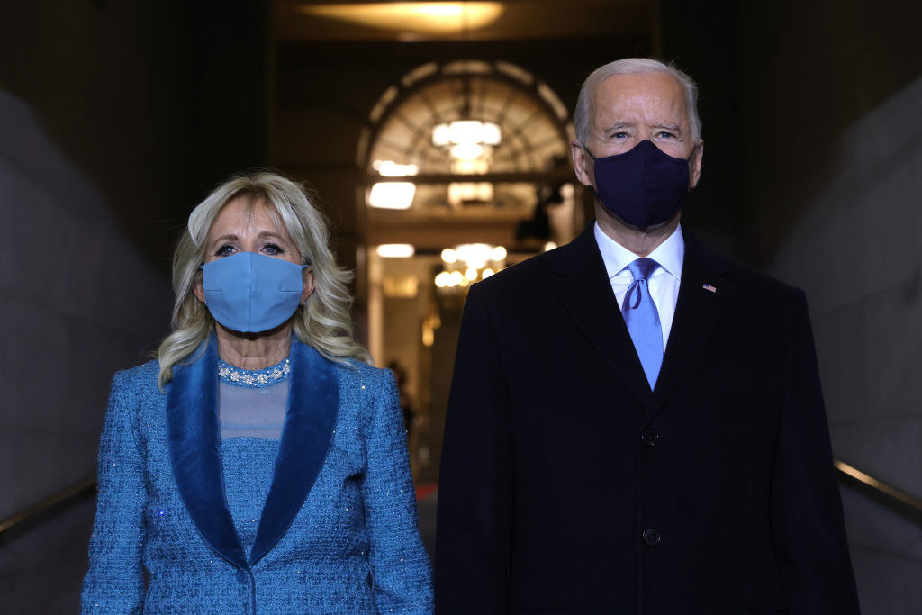 President Biden and First Lady Dr. Jill Biden wearing face masks