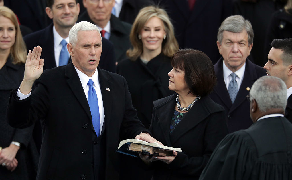 Former Vice President Pence taking the oath of office