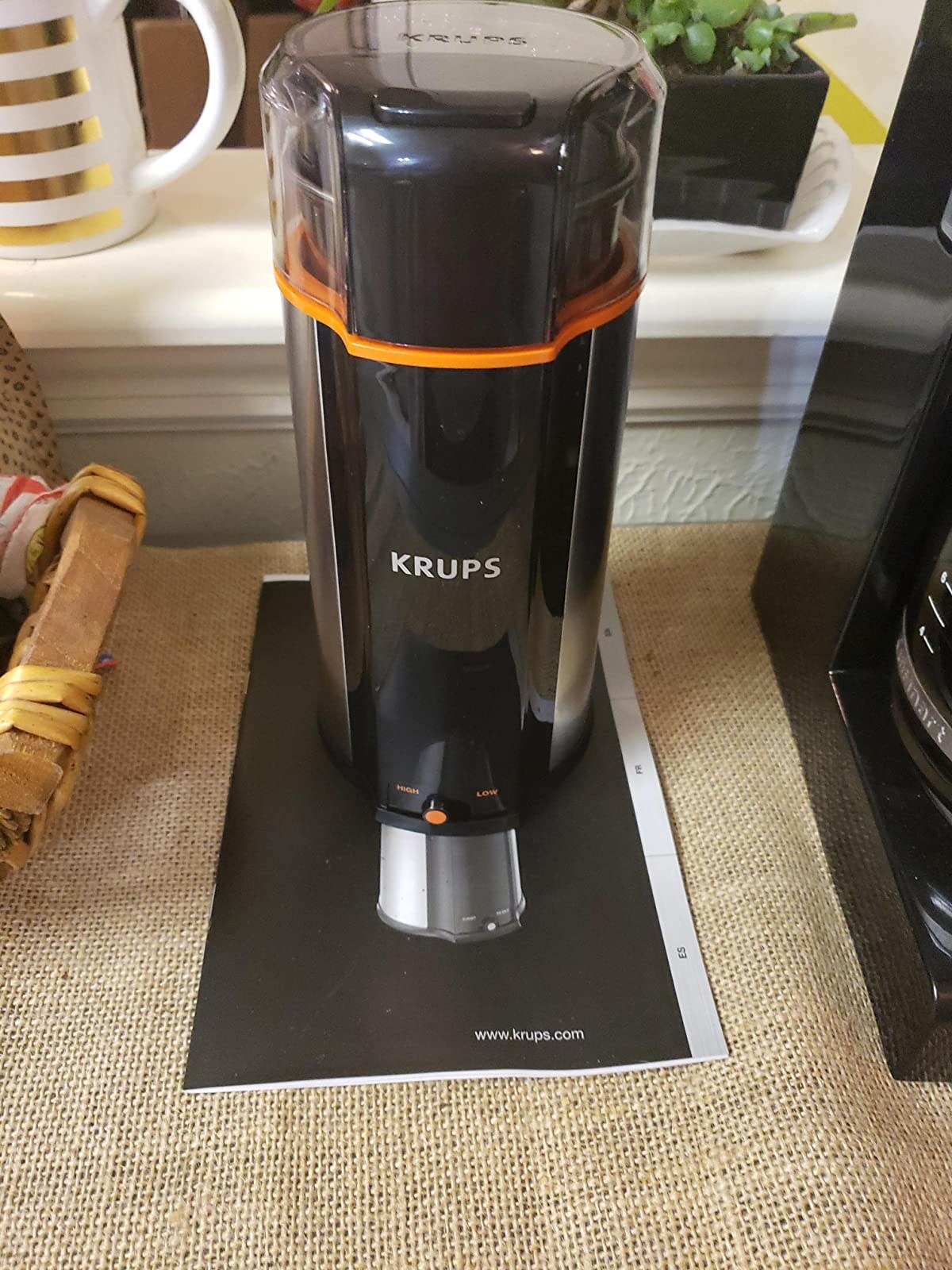 Reviewer photo of Krups coffee grinder placed on countertop