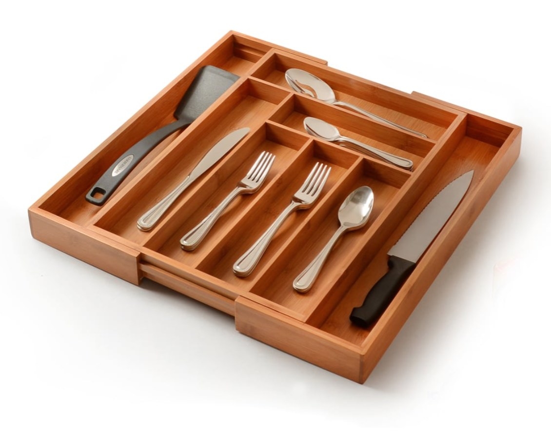 The eight compartment cutlery tray in bamboo
