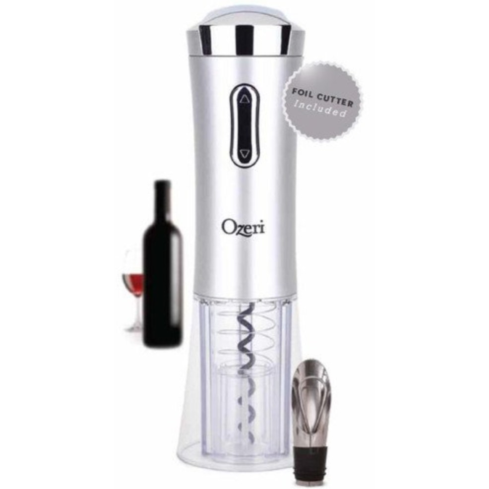 The electric wine opener in silver