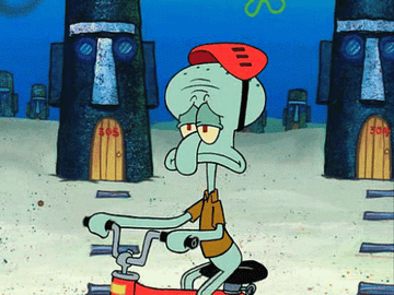 Squidward&#x27;s face remains exactly the same as the scene changes to show him riding his bike, at the supermarket, at a dance class, and playing his clarinet on &quot;SpongeBob SquarePants&quot;