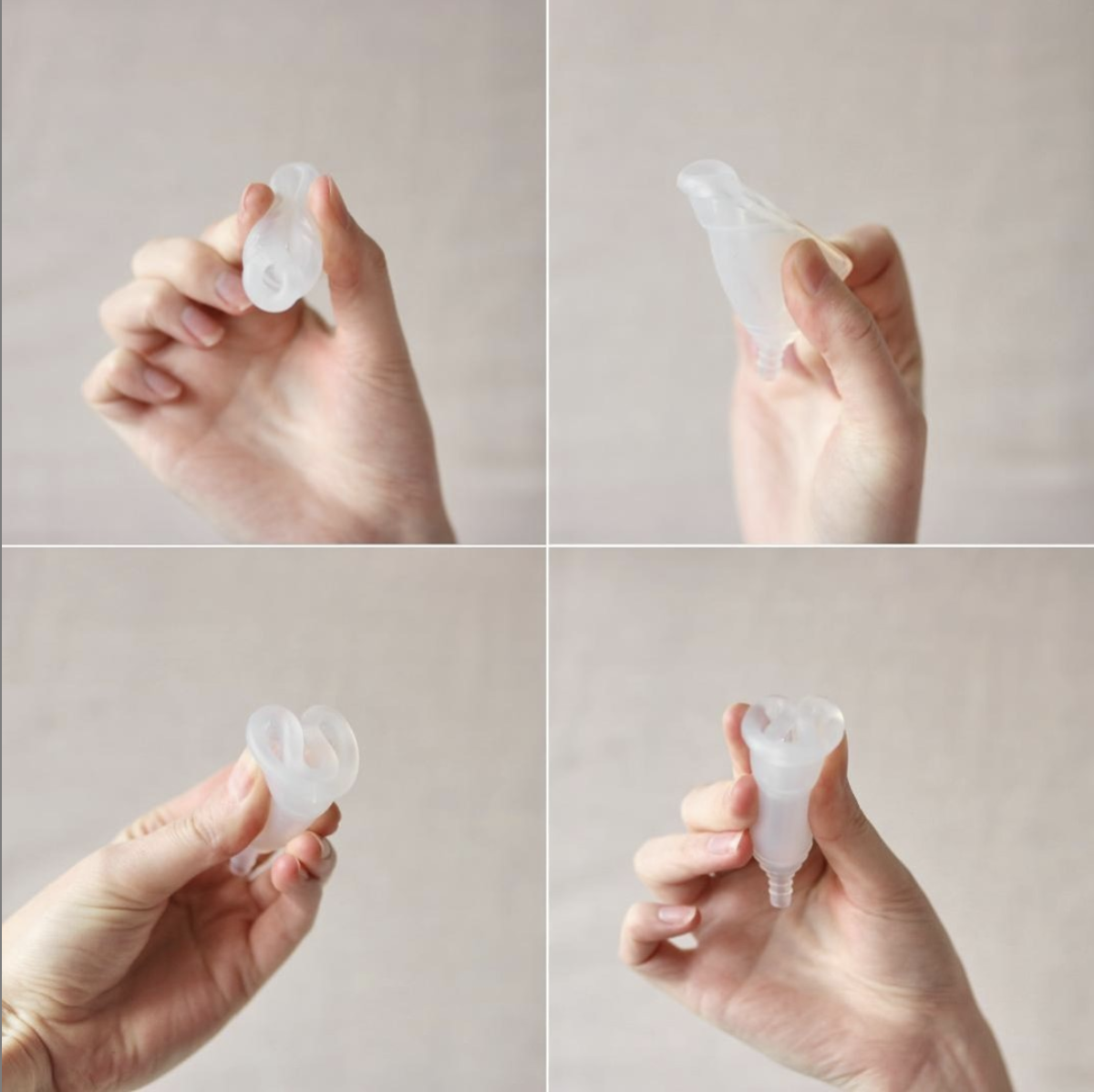 person folding the menstrual cup