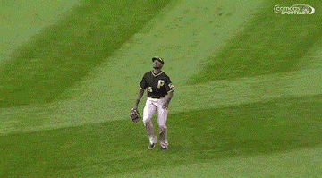 Gregory Polanco falling over trying to catch a flyball.