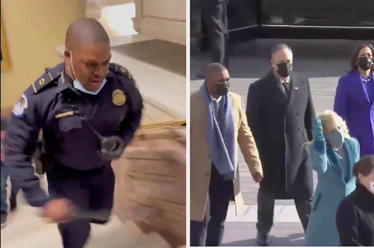 Capitol Officer Eugene Goodman Escorts Kamala Harris At Inauguration