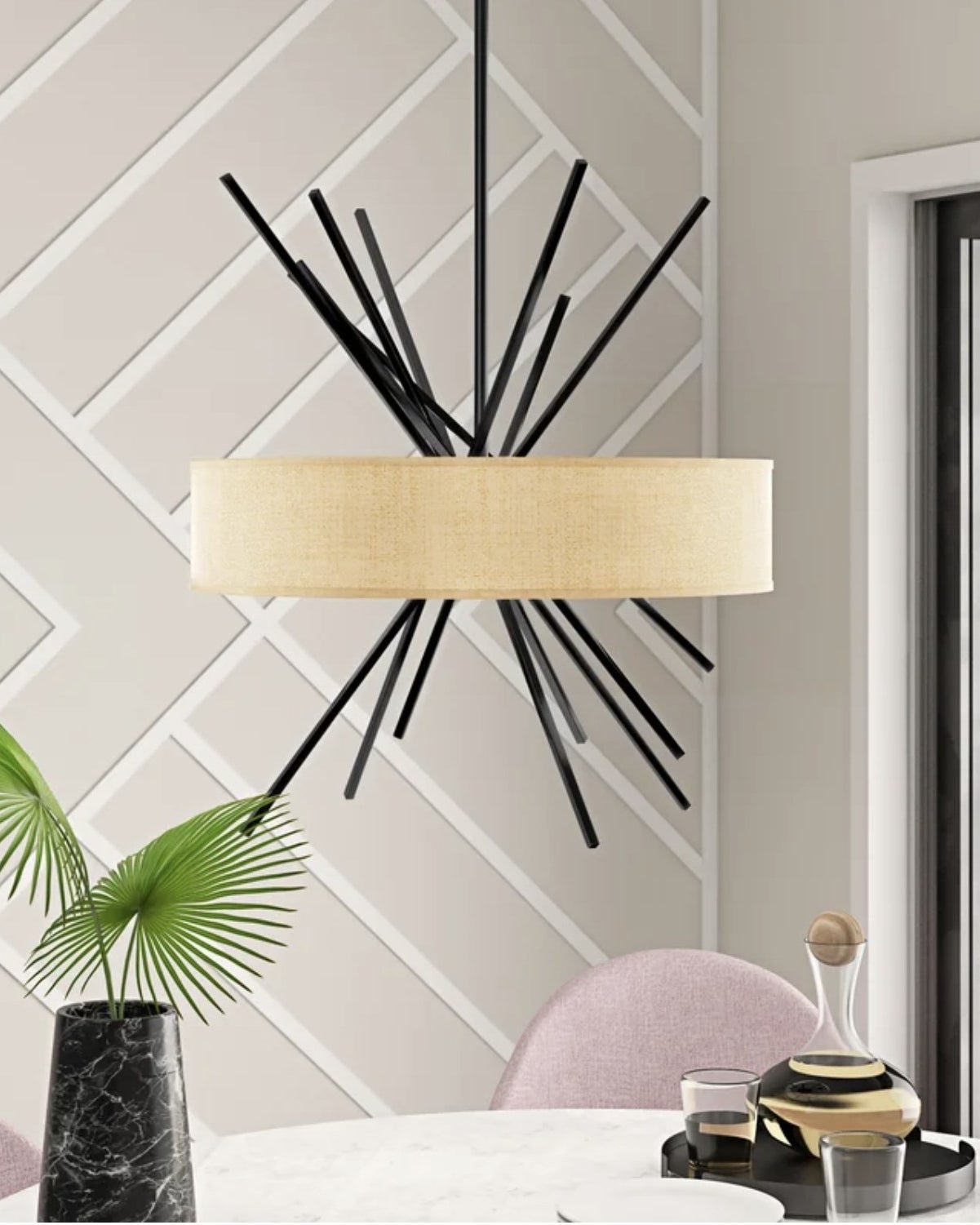 the chandelier in bronze
