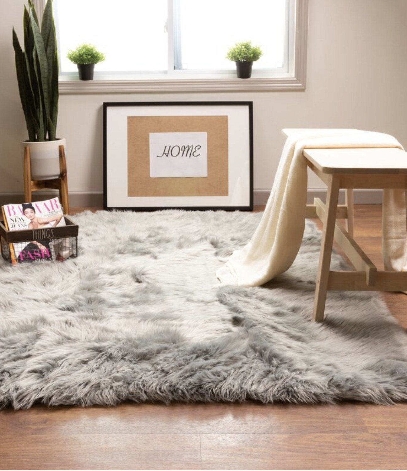 the rug in gray in a living room