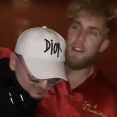 Jake hugs a friend after he gives him a gift
