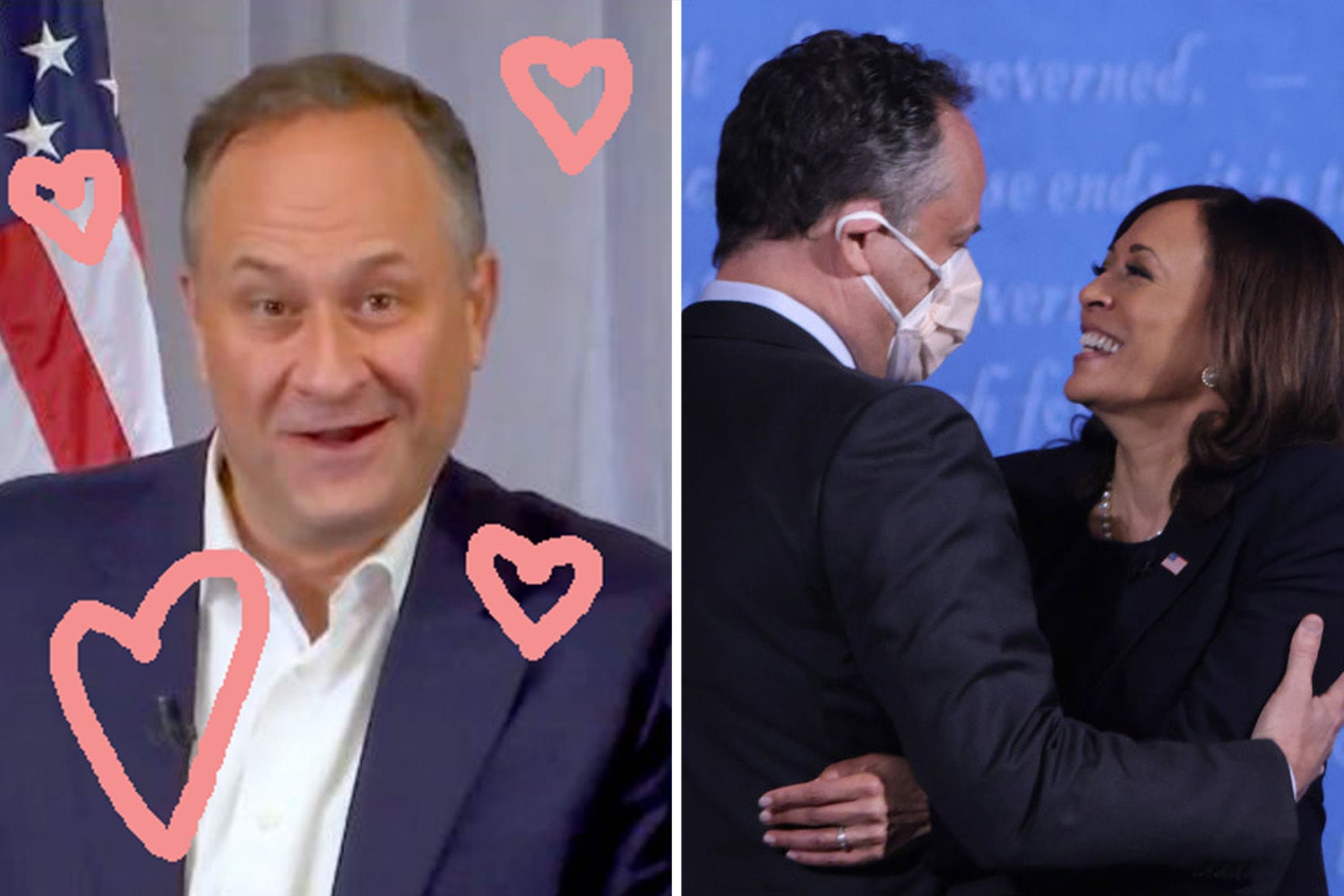 Doug Emhoff, and him hugging Kamala Harris