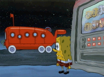 every time SpongeBob looks, the bus drives quickly away