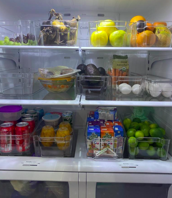 A customer review photo of their organized fridge