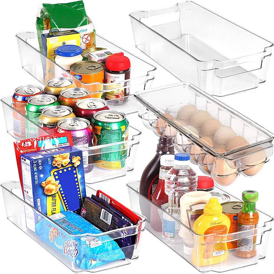Hudgan 8 Pack Stackable Pantry Storage Bins, Clear Acrylic Organizers for  Organizing Freezer or Fridge, The Home Edit Storage Containers - 3 Sizes