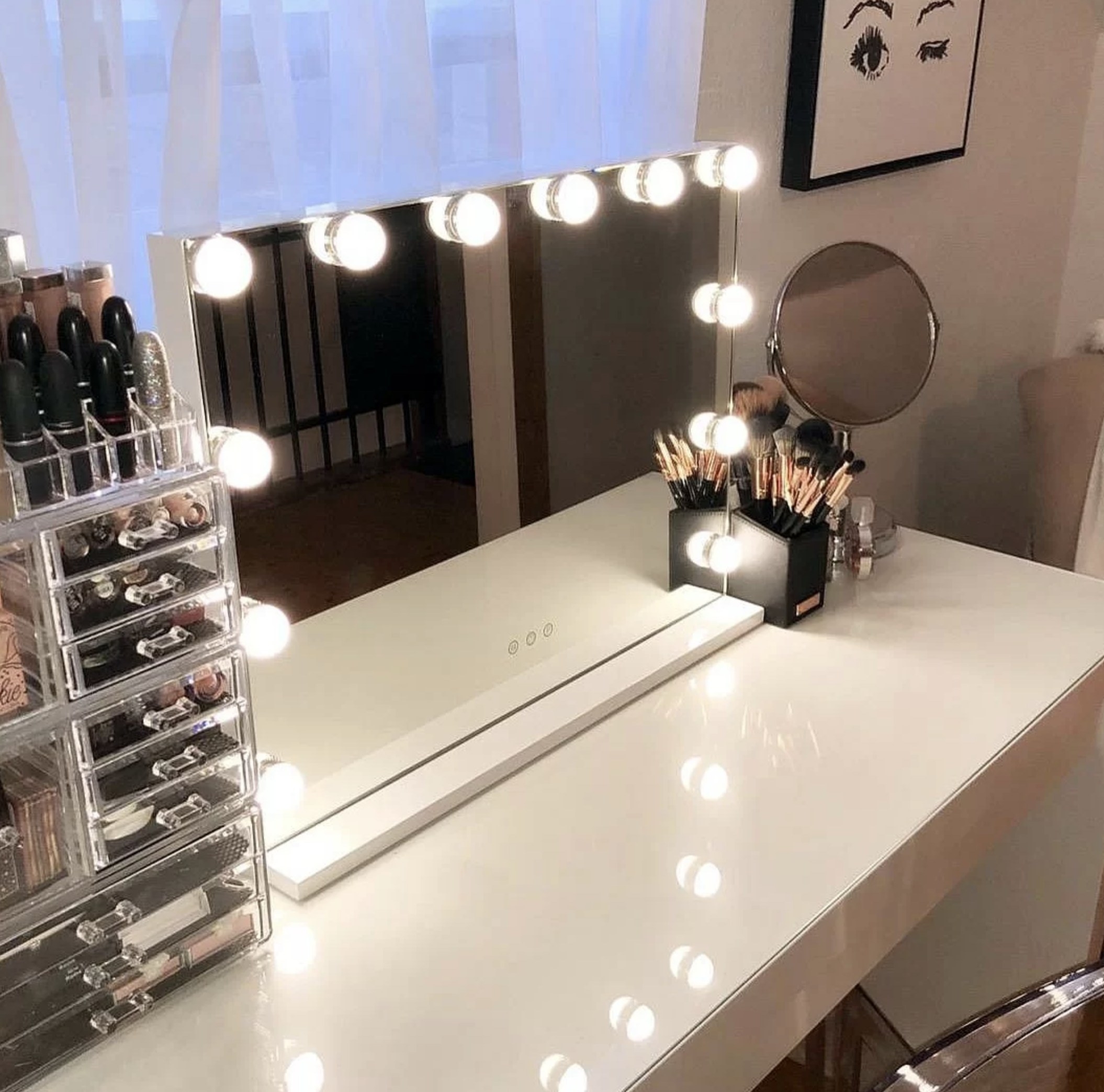 the mirror with lights