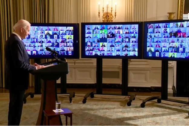 President Biden Swore In Hundreds Of Appointees On A Zoom Call With A Big Warning