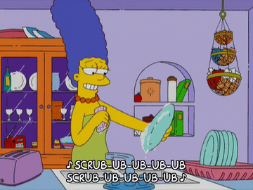 Gif of Marge Simpson doing the dishes.