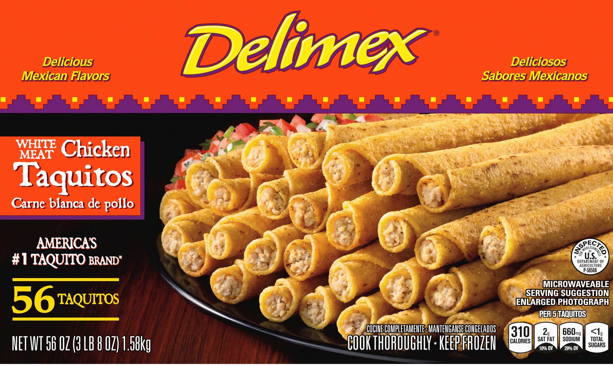 Box of Delimex chicken taquitos