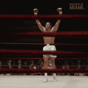 A GIF of Eli Goree as Cassius Clay in &quot;One Night in Miami&quot;