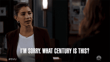A woman looks around and asks, &quot;I&#x27;m sorry, what century is this?&quot; on Law &amp;amp; Order: SVU
