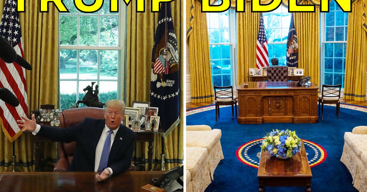 Biden Oval Office Redecoration Versus Trump Oval Office