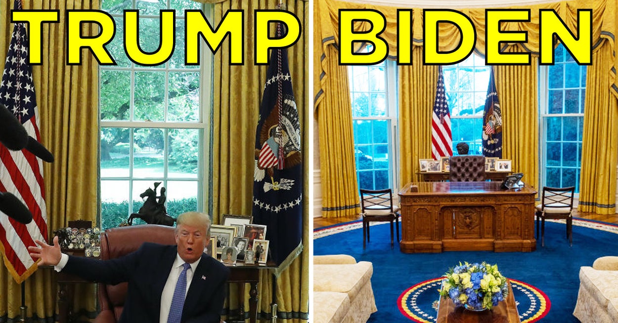Biden Oval Office Redecoration Versus Trump Oval Office