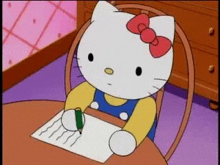 Hello Kitty writes a letter.