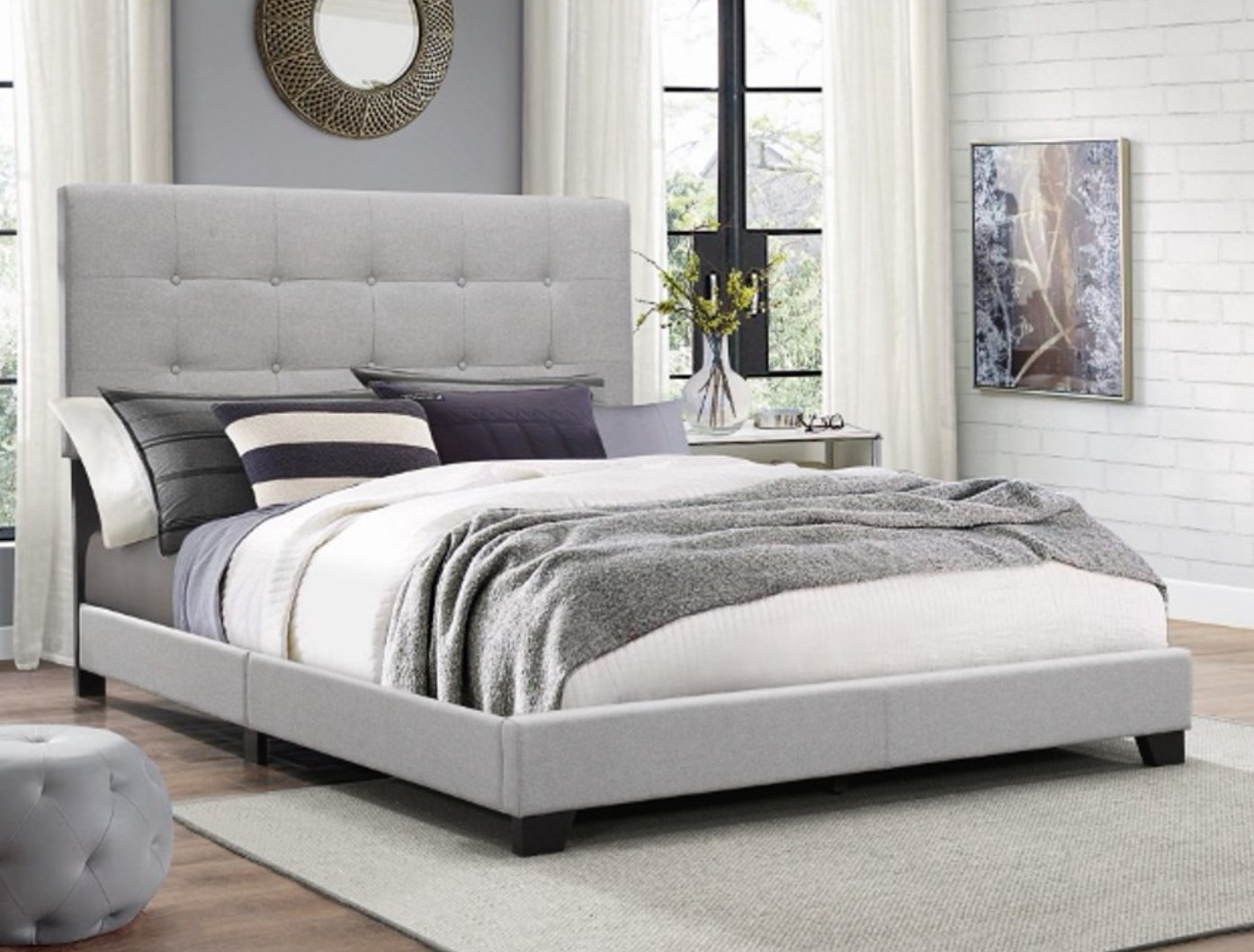 The gray panel bed
