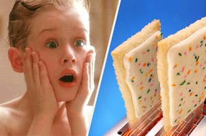 Kevin McCallister applying aftershave next to some pop-tarts