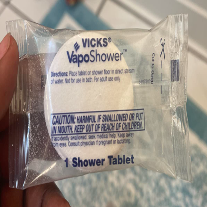 A customer review photo of the VapoShower tablets