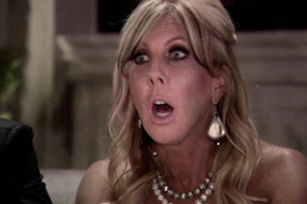 One of the real housewives looking shocked and confused