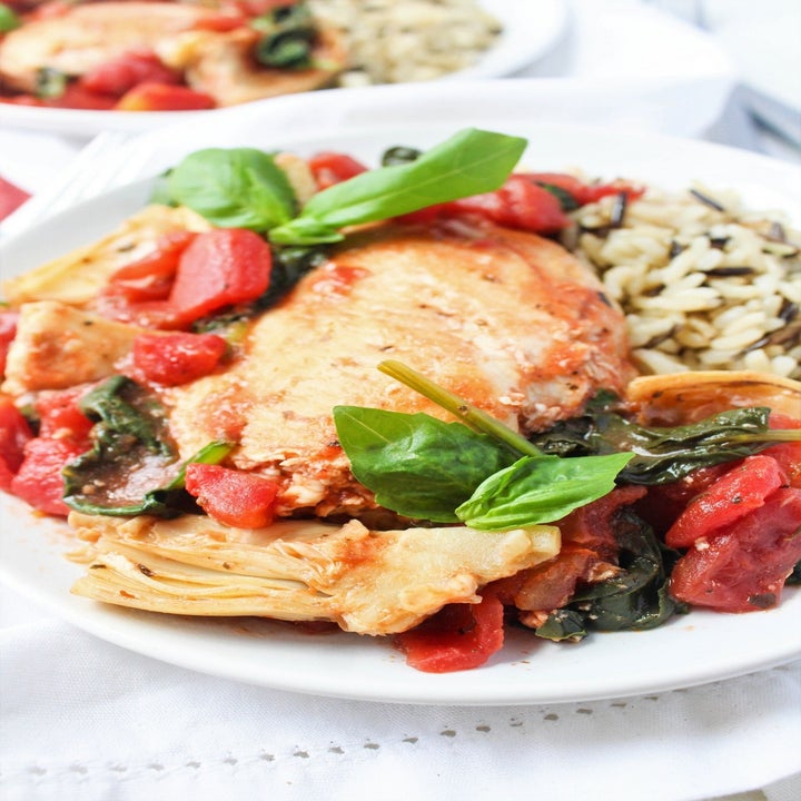 Chicken with artichokes and tomatoes