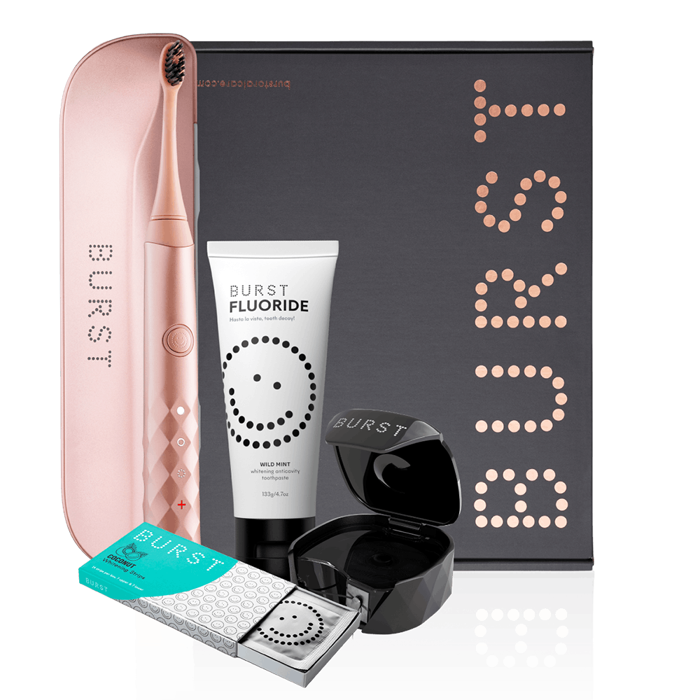 The bundle which includes toothpaste, toothbrush, and whitening strips