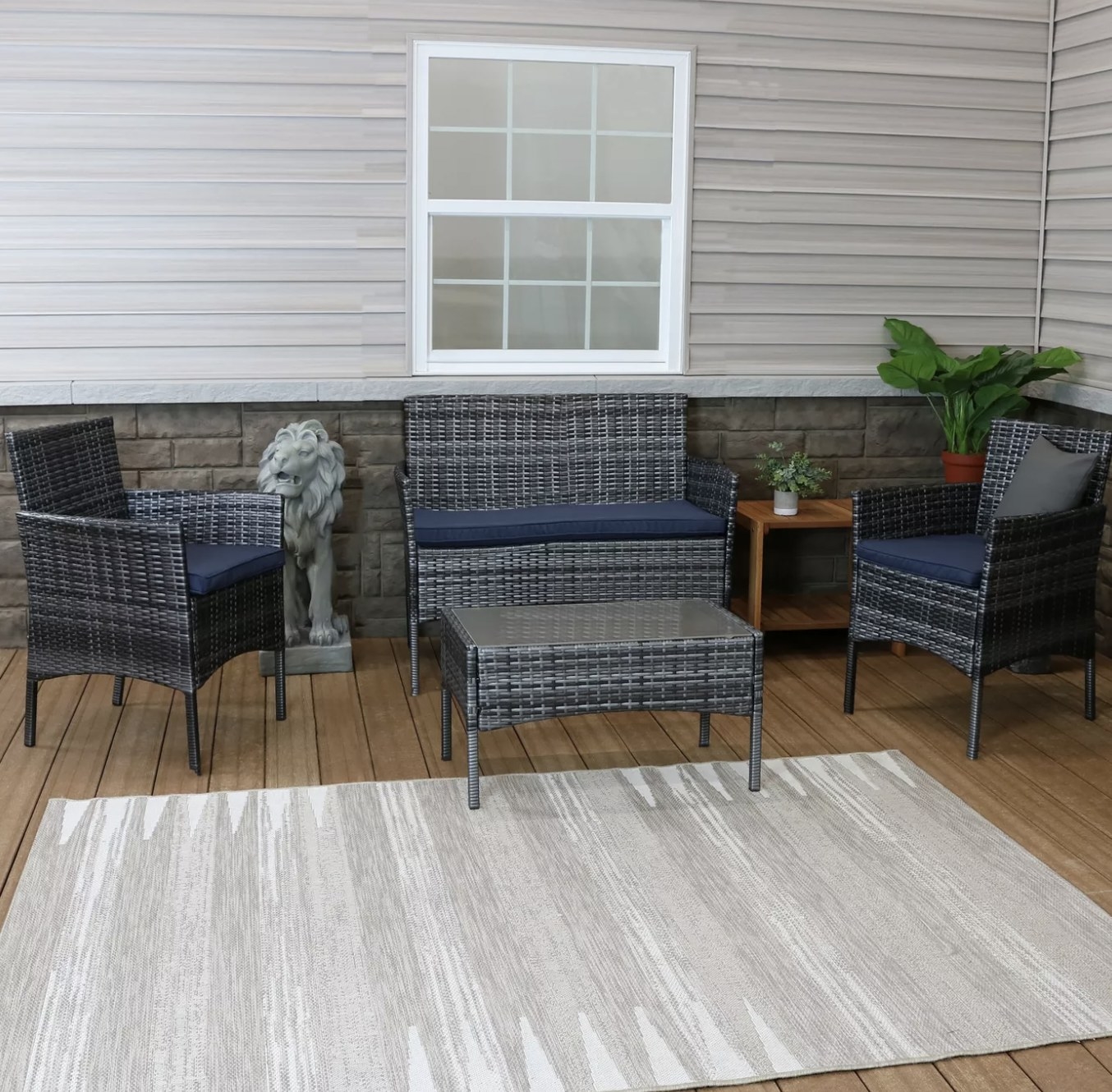 The four-piece rattan patio set