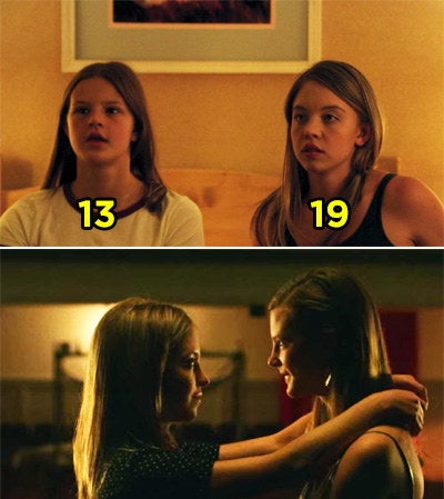 Sydney Sweeney dancing with Peyton Kennedy in a scene from the show