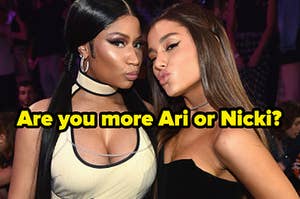Nicki Minaj and Ariana Grande attend the 2018 MTV Video Music Awards.