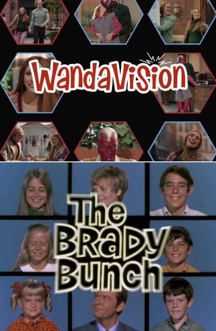 The WandaVision Episode 3 title card vs. The Brady Bunch opening title card