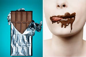 A person with chocolate all over their mouth