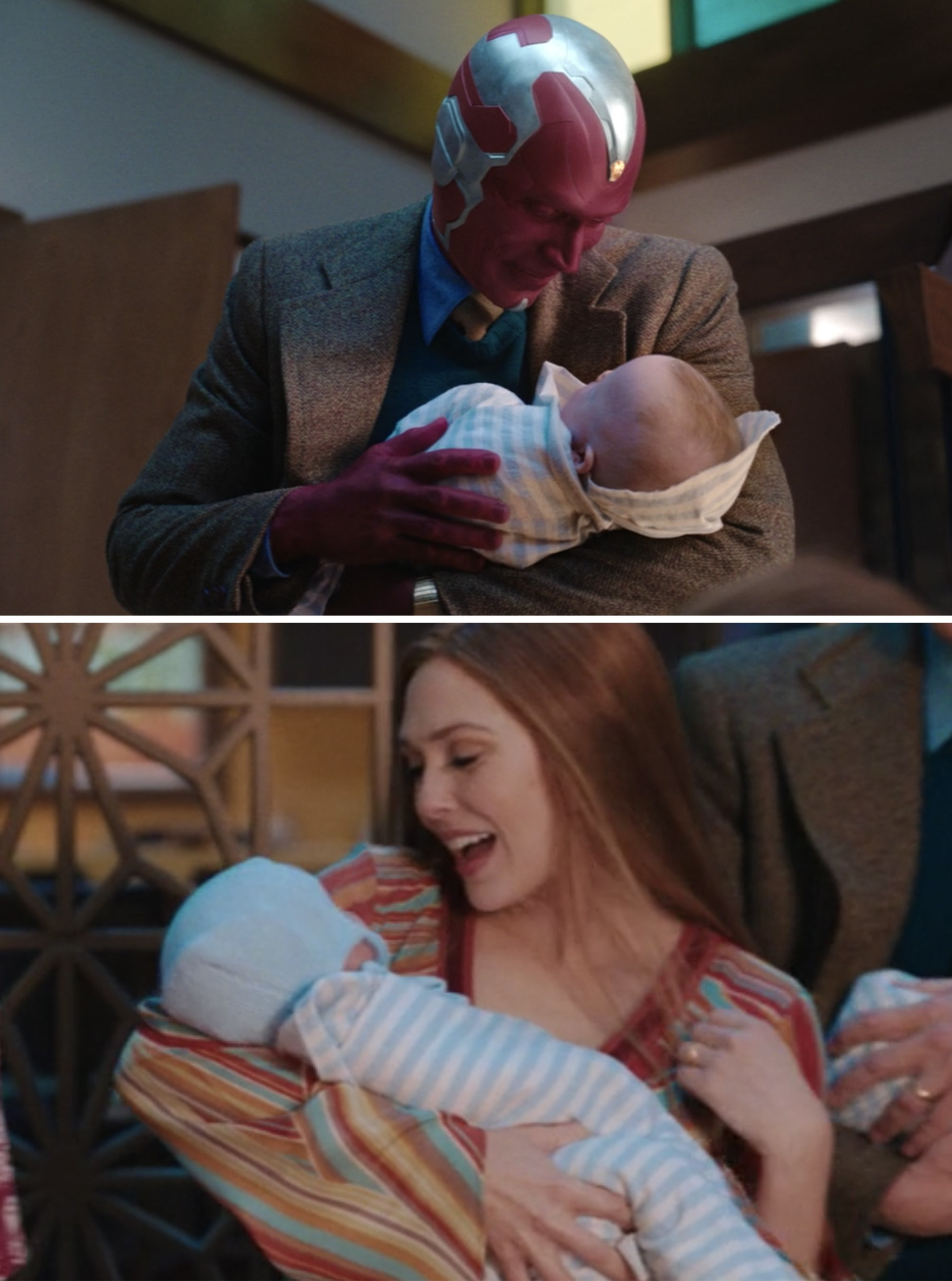 Vision and Wanda holding their babies