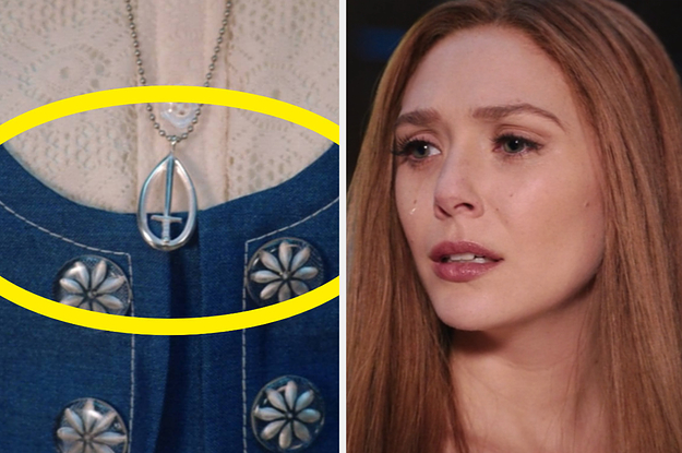 The S.W.O.R.D. logo necklace and Wanda crying in