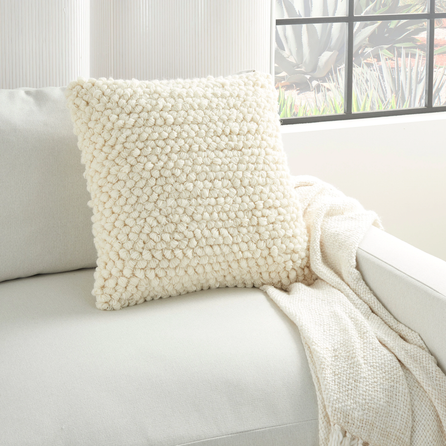 The Curated Nomad Cantera Loops Ivory Throw Pillow