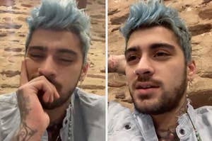 Two stills of Zayn in the midst of his IG live