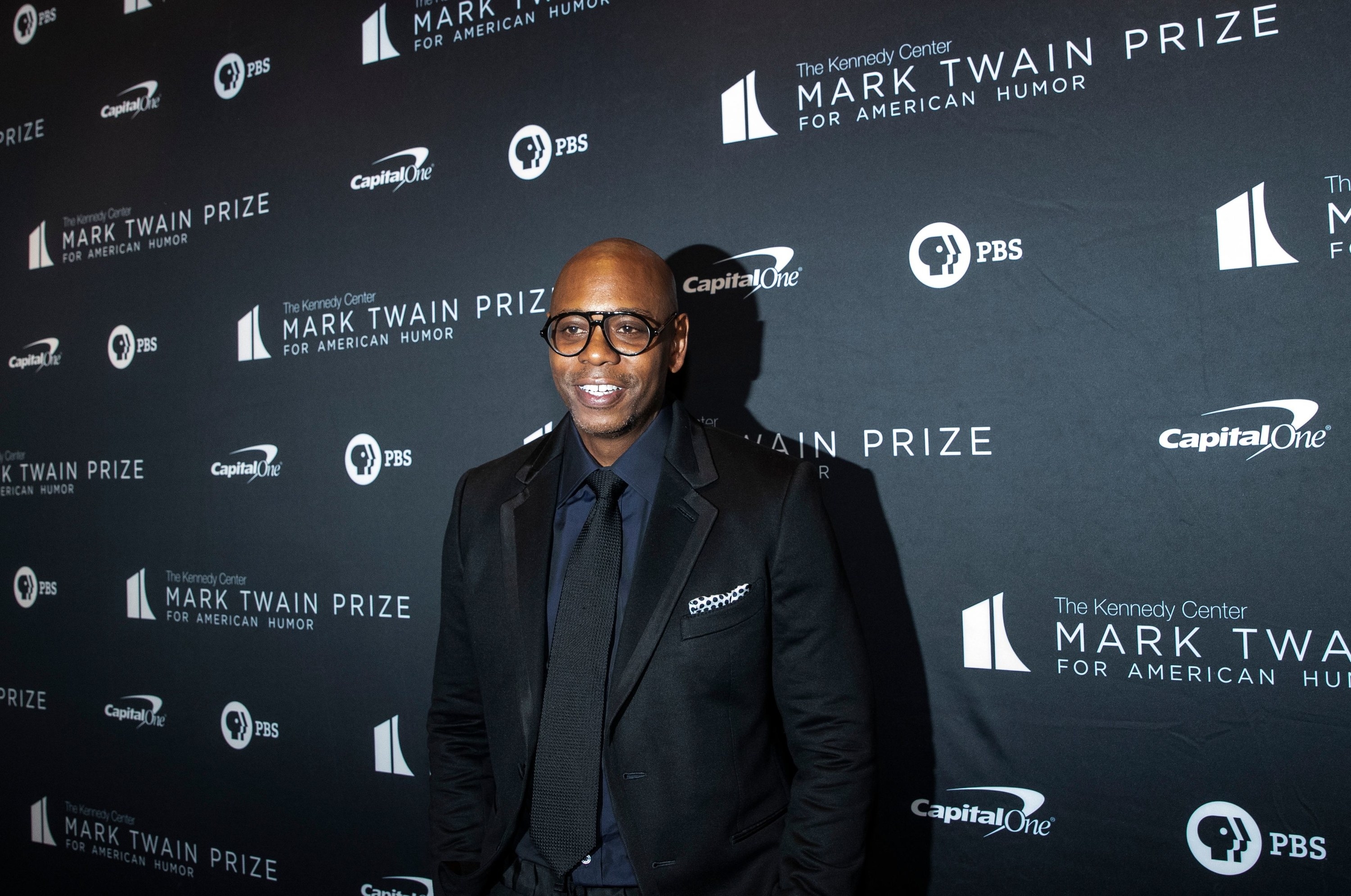 Comedian Dave Chappelle arrives at the Kennedy Center for the Mark Twain Award for American Humor