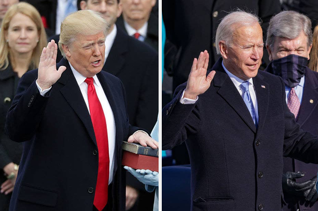 Trump and Biden swearing on Bibles