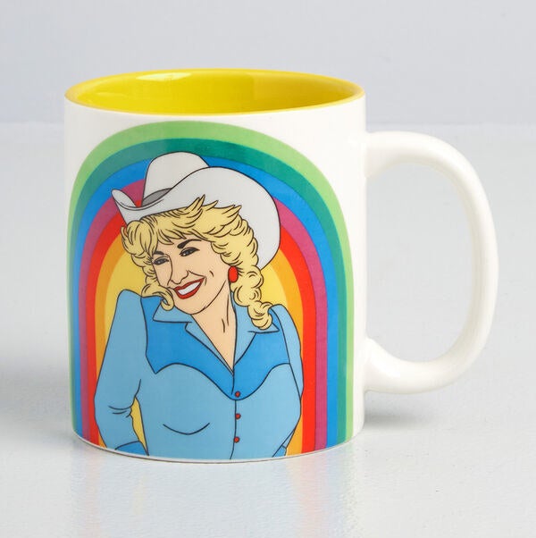 The Dolly Parton mug against a blank background