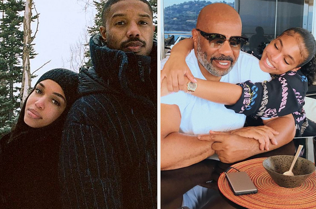 Michael B. Jordan and Lori Harvey / Steve Harvey and Lori Harvey
