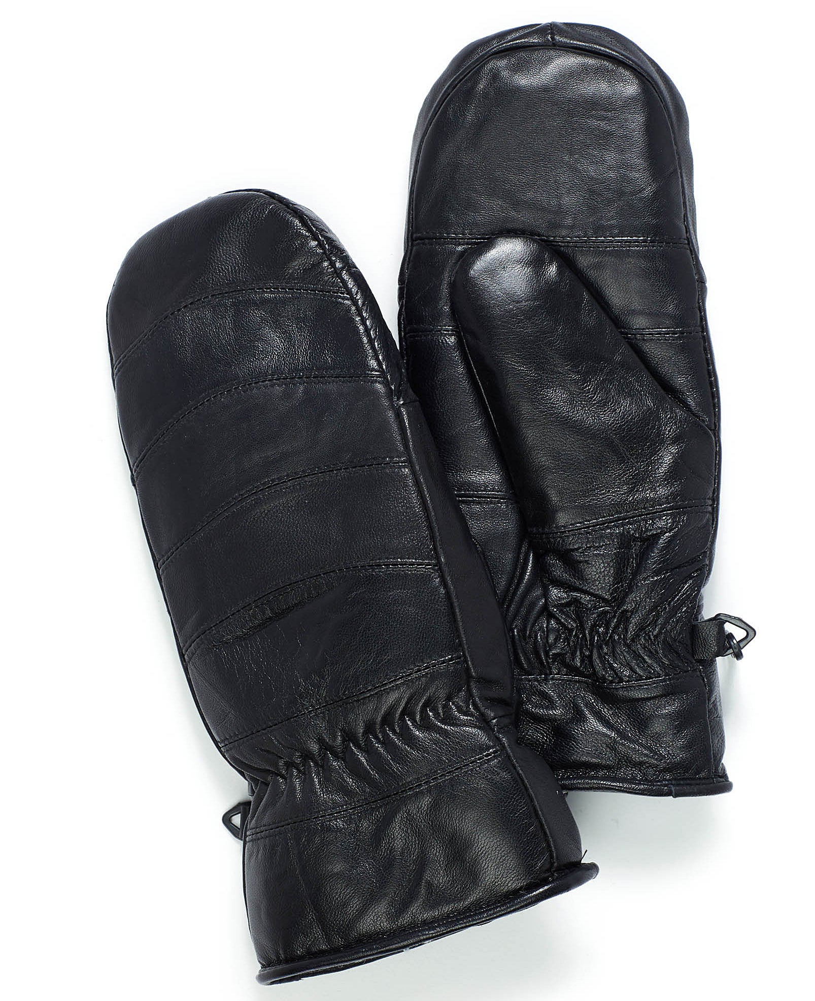 A pair of leather mittens
