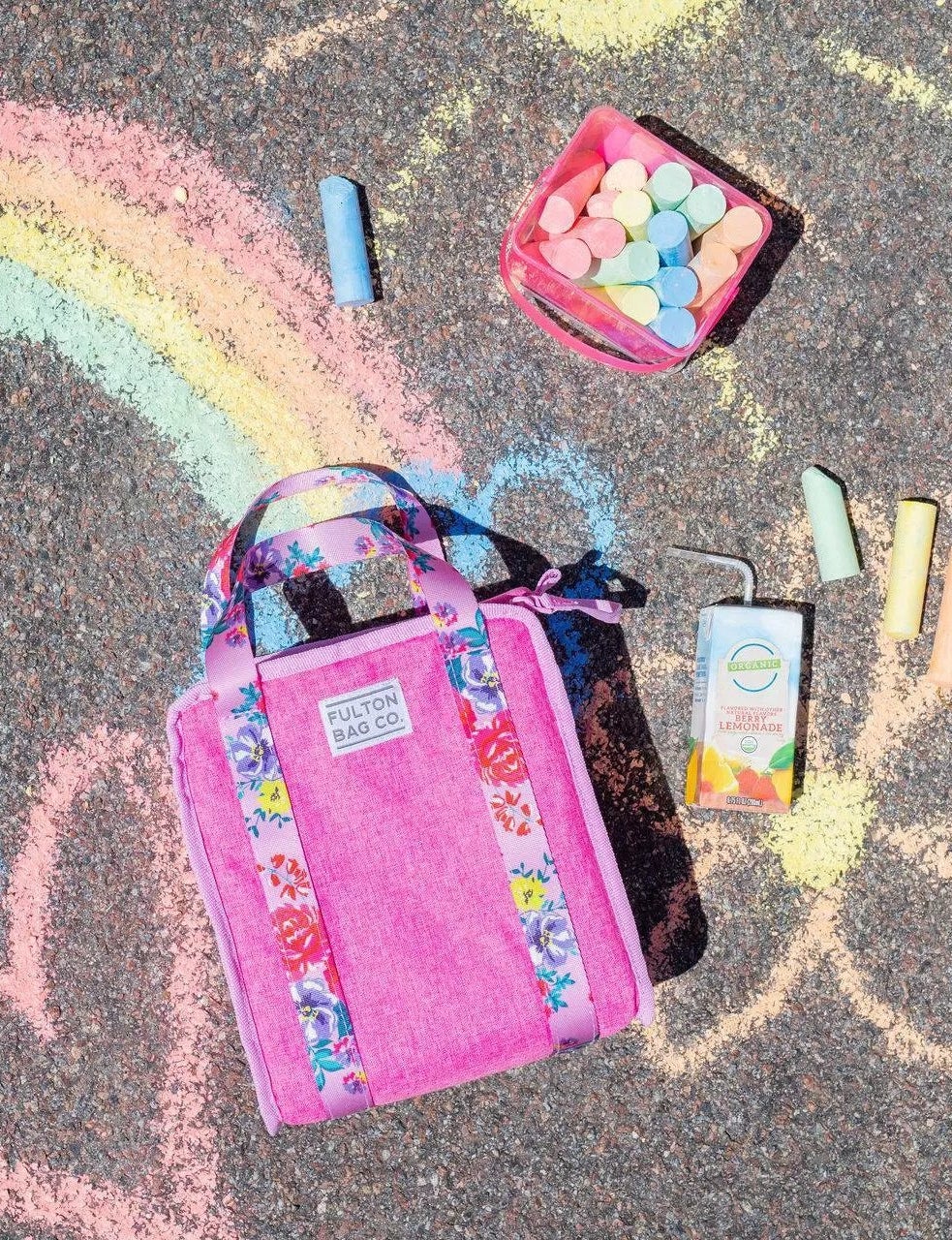 The pink and floral Fulton Bag Co. lunch tote