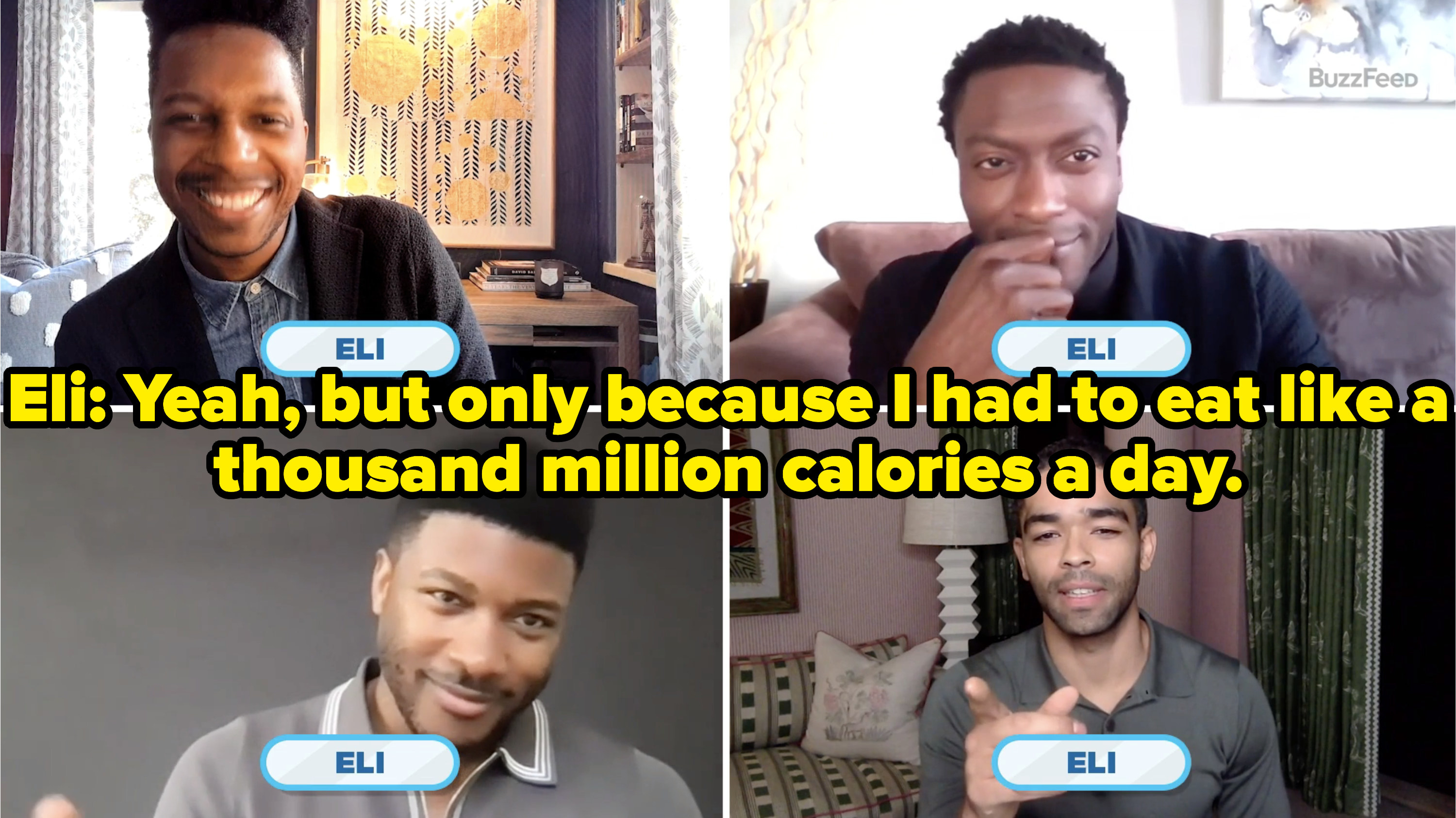 Eli defends himself saying he &quot;had to eat like a thousand million calories a day&quot;